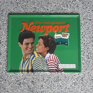 Vtg 1990 Newport Cigarette "Alive with Pleasure" Metal Sign Tobacco Collectible